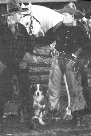 Bunk appears with Bert de Marc, Jack Hoxie, and Hoxie’s horse, Scout in “Rough and Ready” (1927) (photo from The Hoxie Boys by Edgar M. Wyatt)